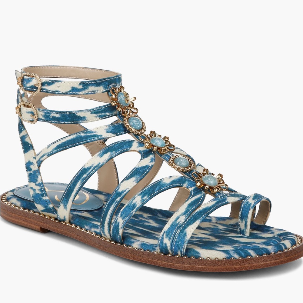 Sam Edelman Tianna Anke Strap Sandal in Blue Lapsis